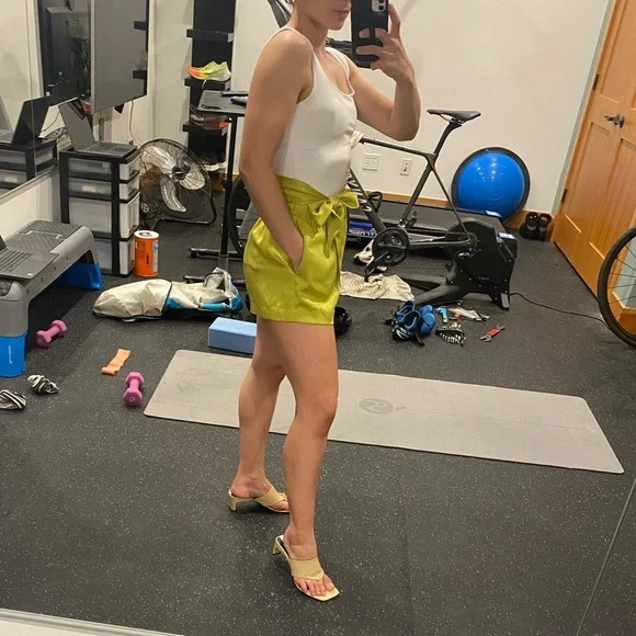 L’academie Cornelie lime green satin-like shorts XS